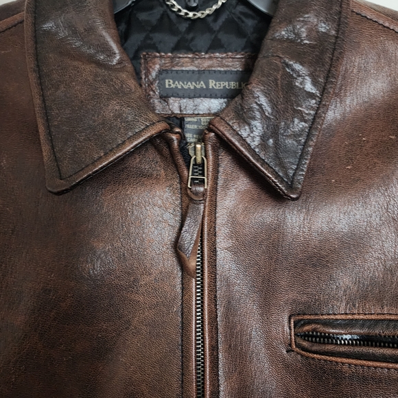 Banana Republic Dark Brown Leather Jacket (Vintage) - Picture 4 of 5